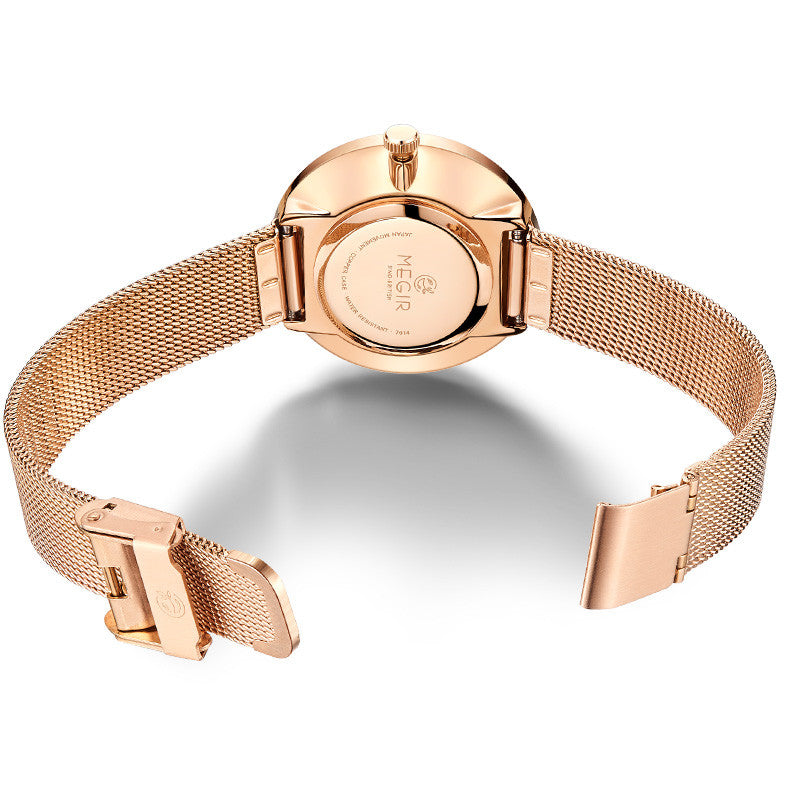 MEGIR Luxury Women Watches Fashion Quartz Watch Ladies Clock Stainless Steel Waterproof Female Watch Relogio Feminino 7014