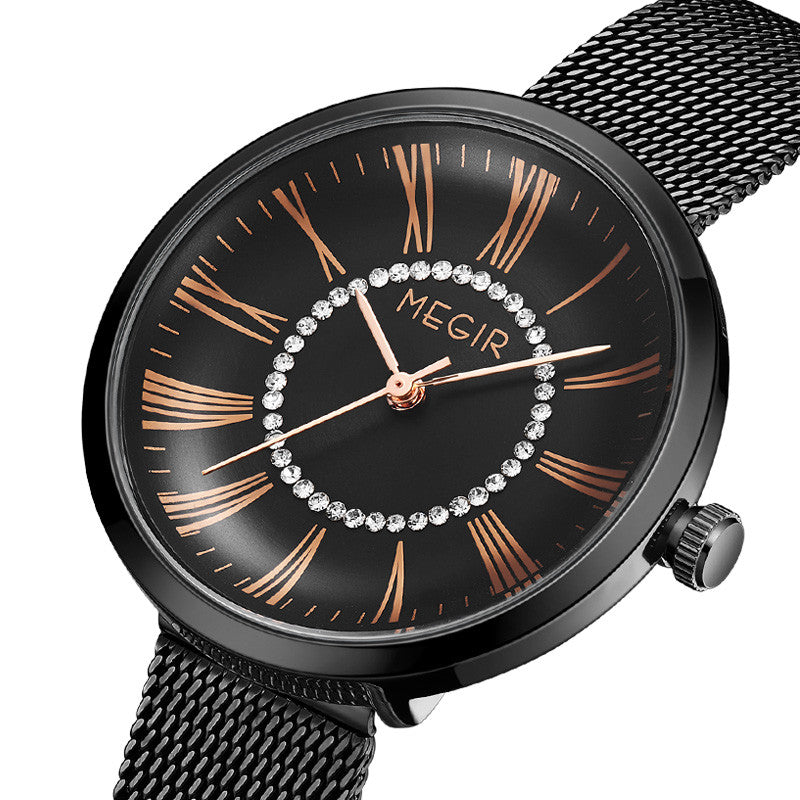 MEGIR Luxury Women Watches Fashion Quartz Watch Ladies Clock Stainless Steel Waterproof Female Watch Relogio Feminino 7014