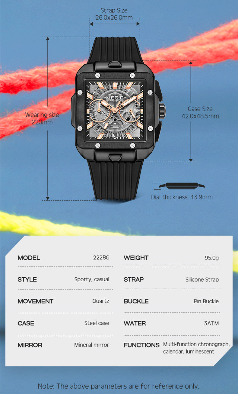 MEGIR Watch for Men Luxury Sport Quartz Wristwatch with Silicone Band Luminous Hands Date Male Chronograph Clock Reloj Hombre