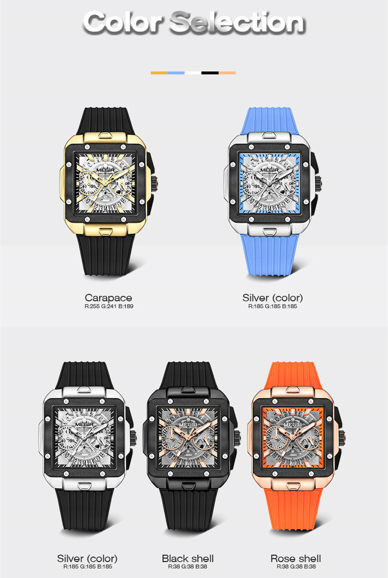 MEGIR Watch for Men Luxury Sport Quartz Wristwatch with Silicone Band Luminous Hands Date Male Chronograph Clock Reloj Hombre