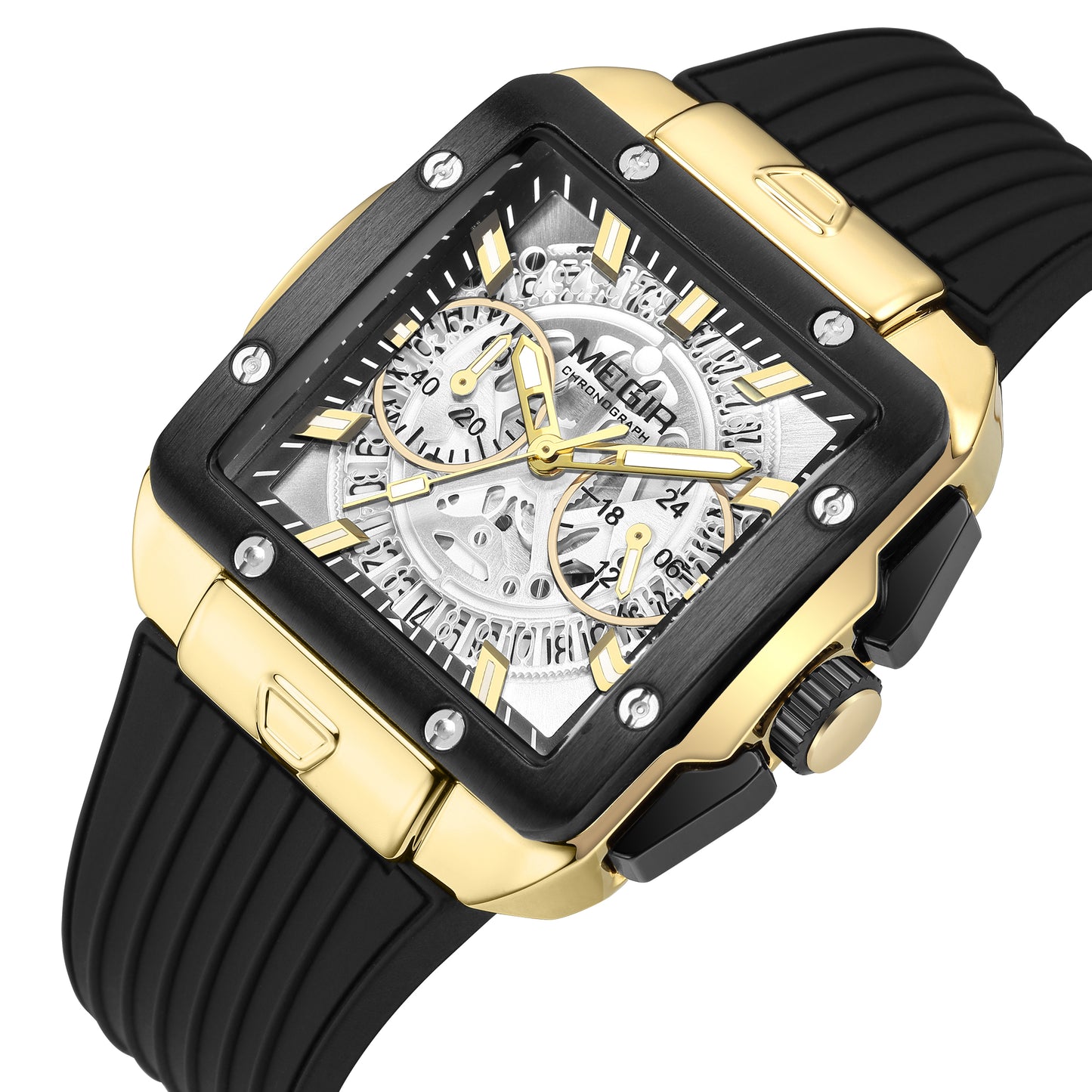 MEGIR Watch for Men Luxury Sport Quartz Wristwatch with Silicone Band Luminous Hands Date Male Chronograph Clock Reloj Hombre