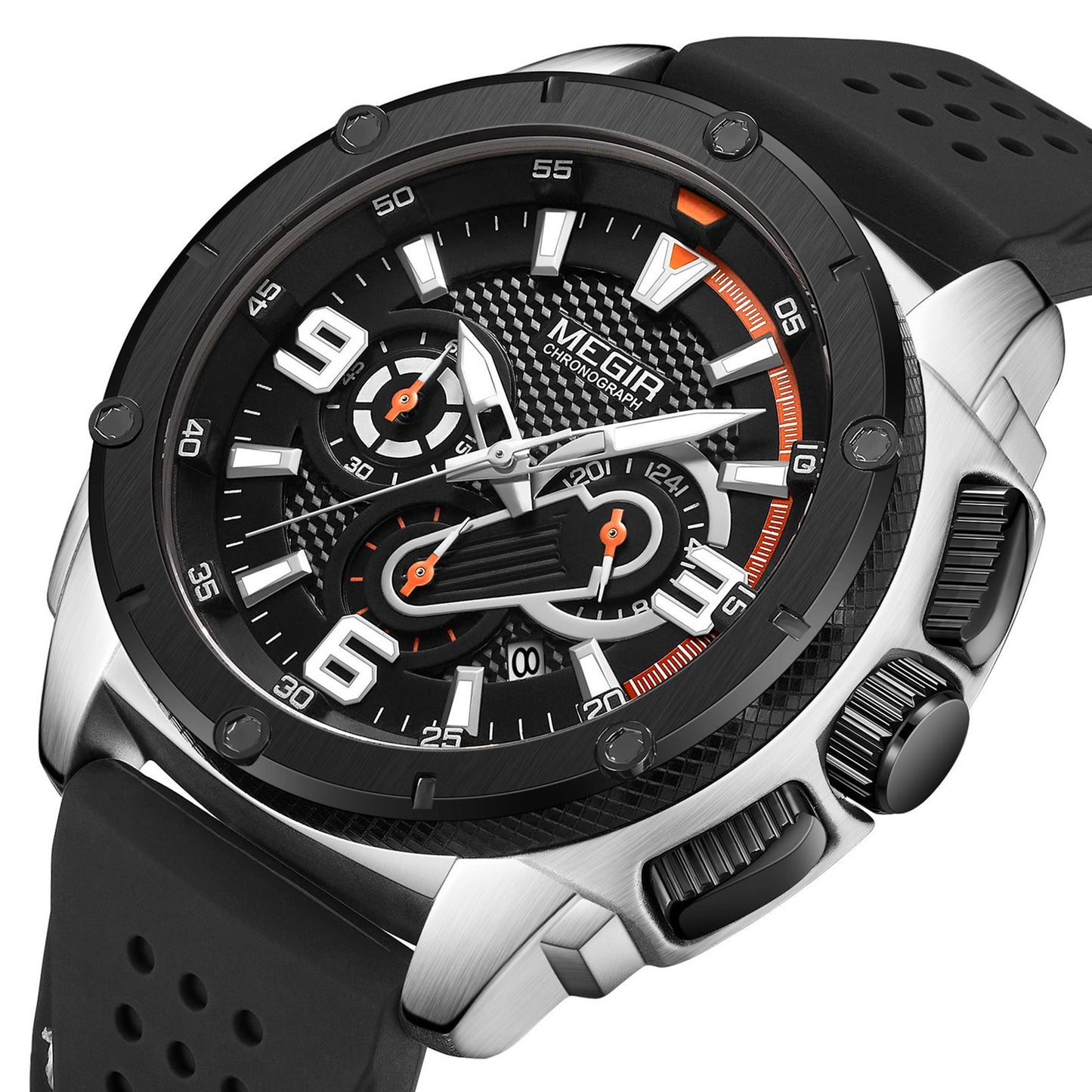 MEGIR Mens Watches Top Brand Luxury Silicone Sports Military Watch Waterproof Quartz Clock Men Chronograph Man Wristwatch 2147