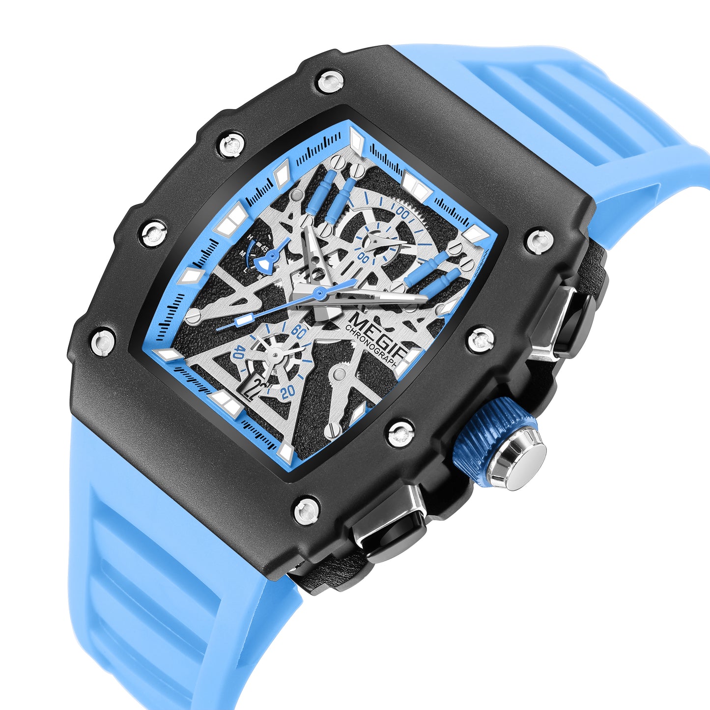 MEGIR Luxury Outdoor Sport Wristwatch for Mens Silicone Waterproof Watches Quartz Wrist Watch Male Clock Military Watch 2218