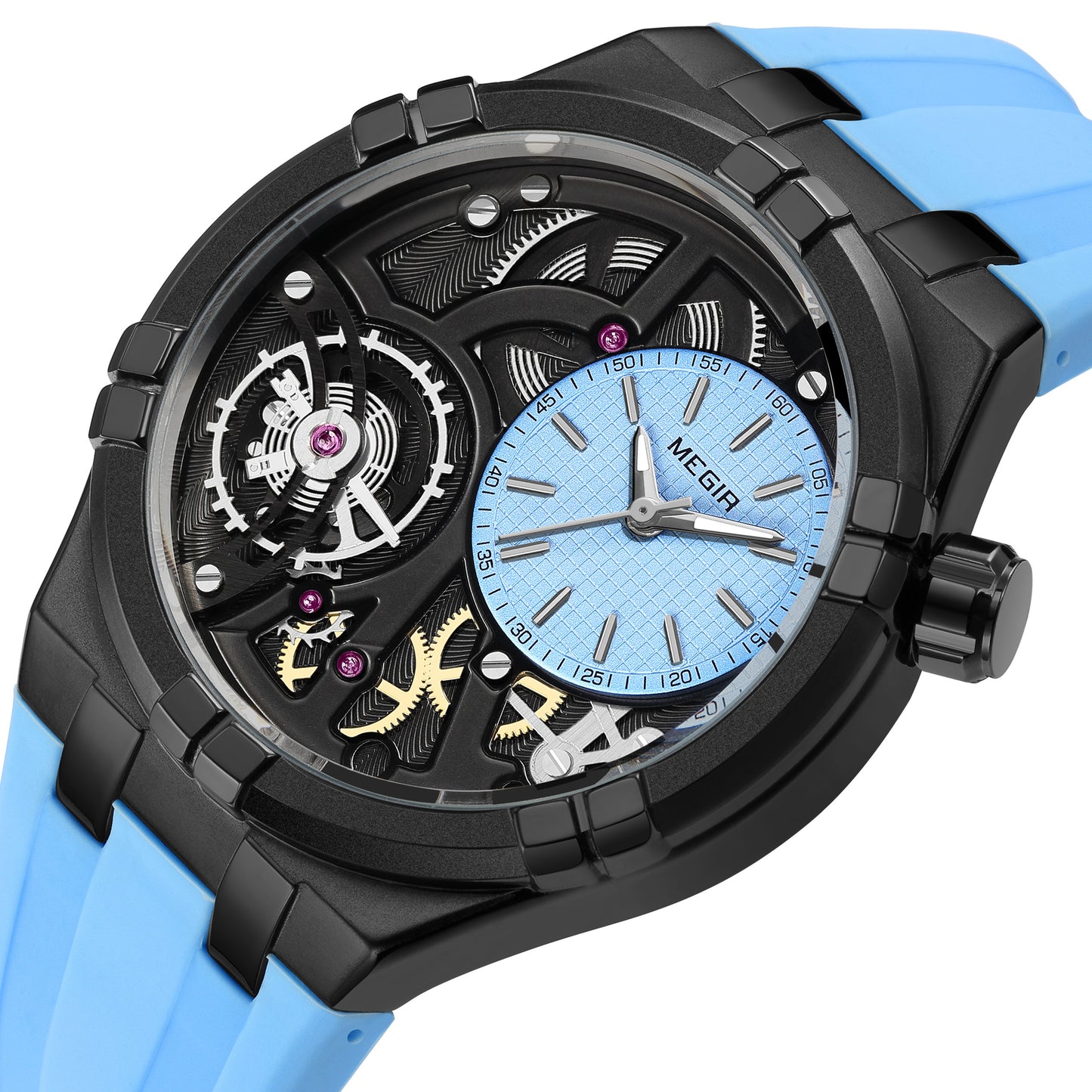 MEGIR Luxury Brand Men Watch Waterproof Quartz Sport Wristwatch Luminous Hands Hollow Casual Silicone Clock Relogio Masculino