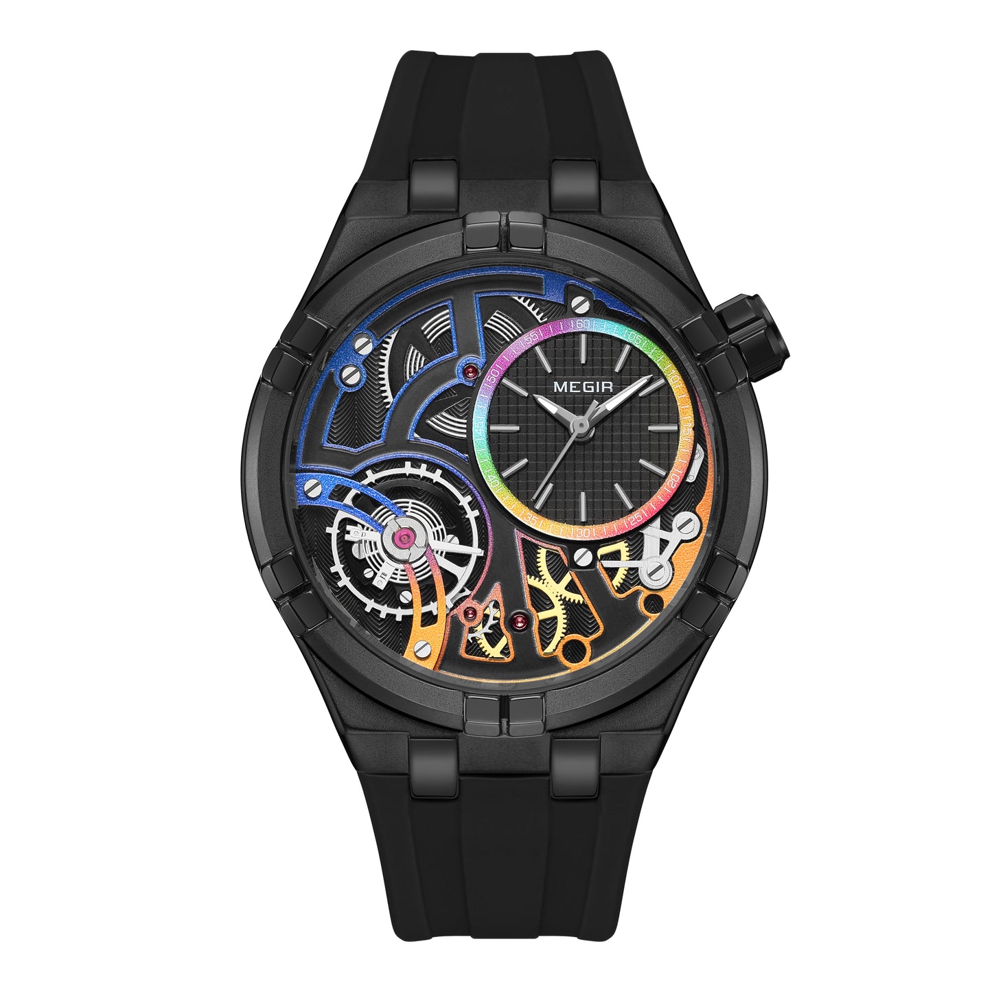 MEGIR Luxury Brand Men Watch Waterproof Quartz Sport Wristwatch Luminous Hands Hollow Casual Silicone Clock Relogio Masculino