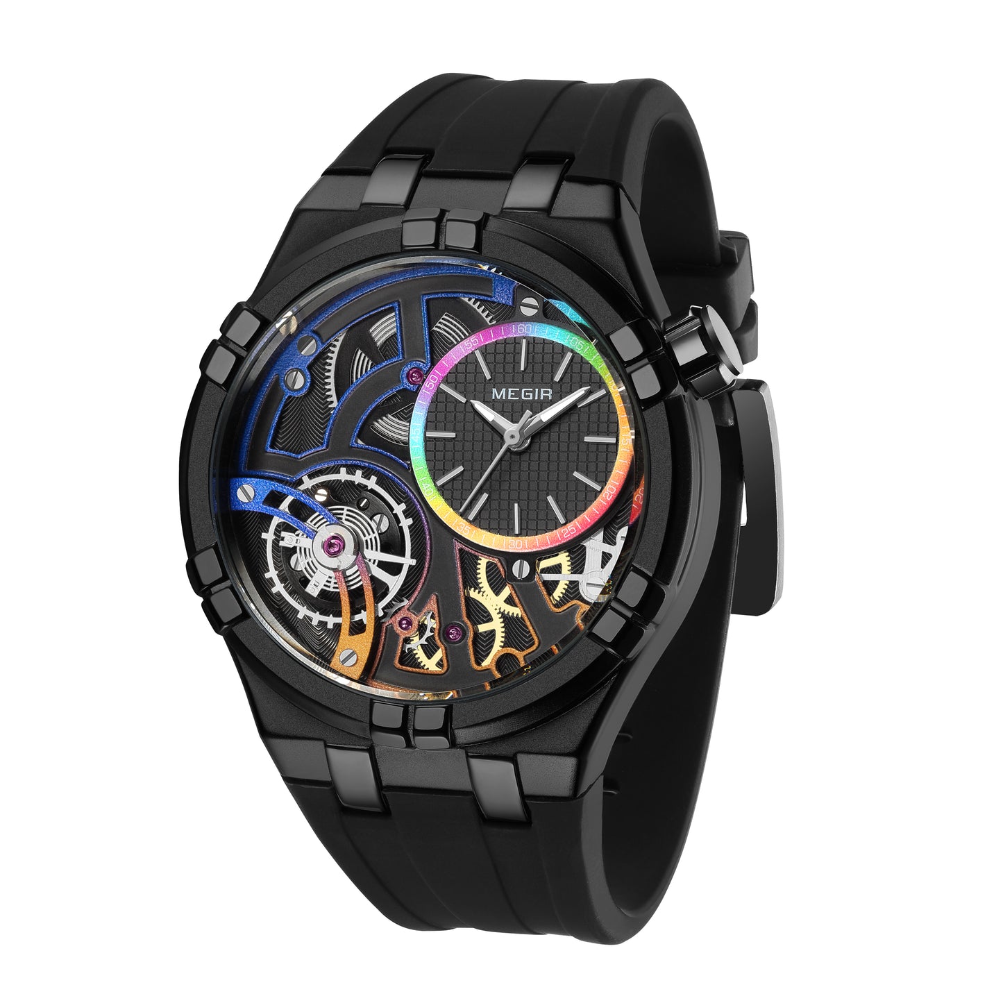 MEGIR Luxury Brand Men Watch Waterproof Quartz Sport Wristwatch Luminous Hands Hollow Casual Silicone Clock Relogio Masculino
