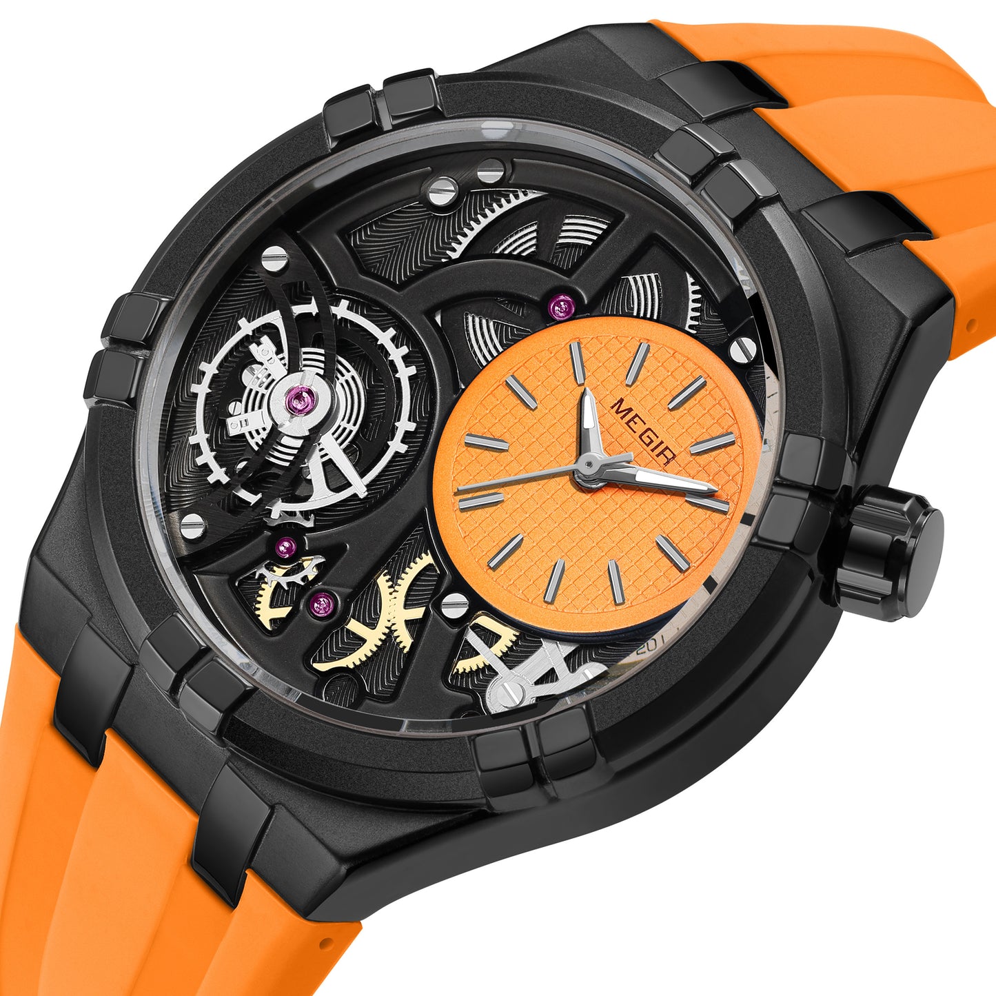 MEGIR Luxury Brand Men Watch Waterproof Quartz Sport Wristwatch Luminous Hands Hollow Casual Silicone Clock Relogio Masculino