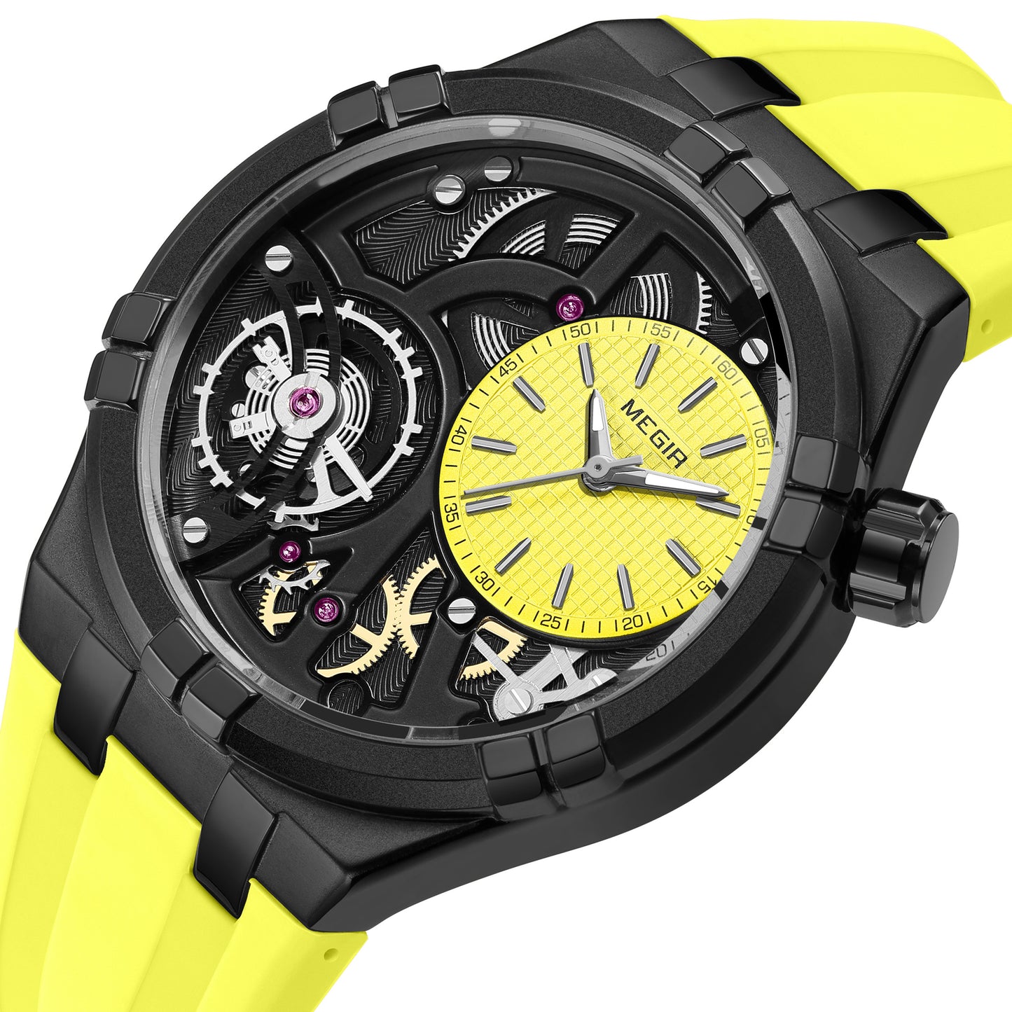 MEGIR Luxury Brand Men Watch Waterproof Quartz Sport Wristwatch Luminous Hands Hollow Casual Silicone Clock Relogio Masculino