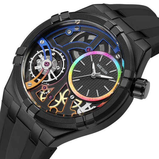 MEGIR Luxury Brand Men Watch Waterproof Quartz Sport Wristwatch Luminous Hands Hollow Casual Silicone Clock Relogio Masculino