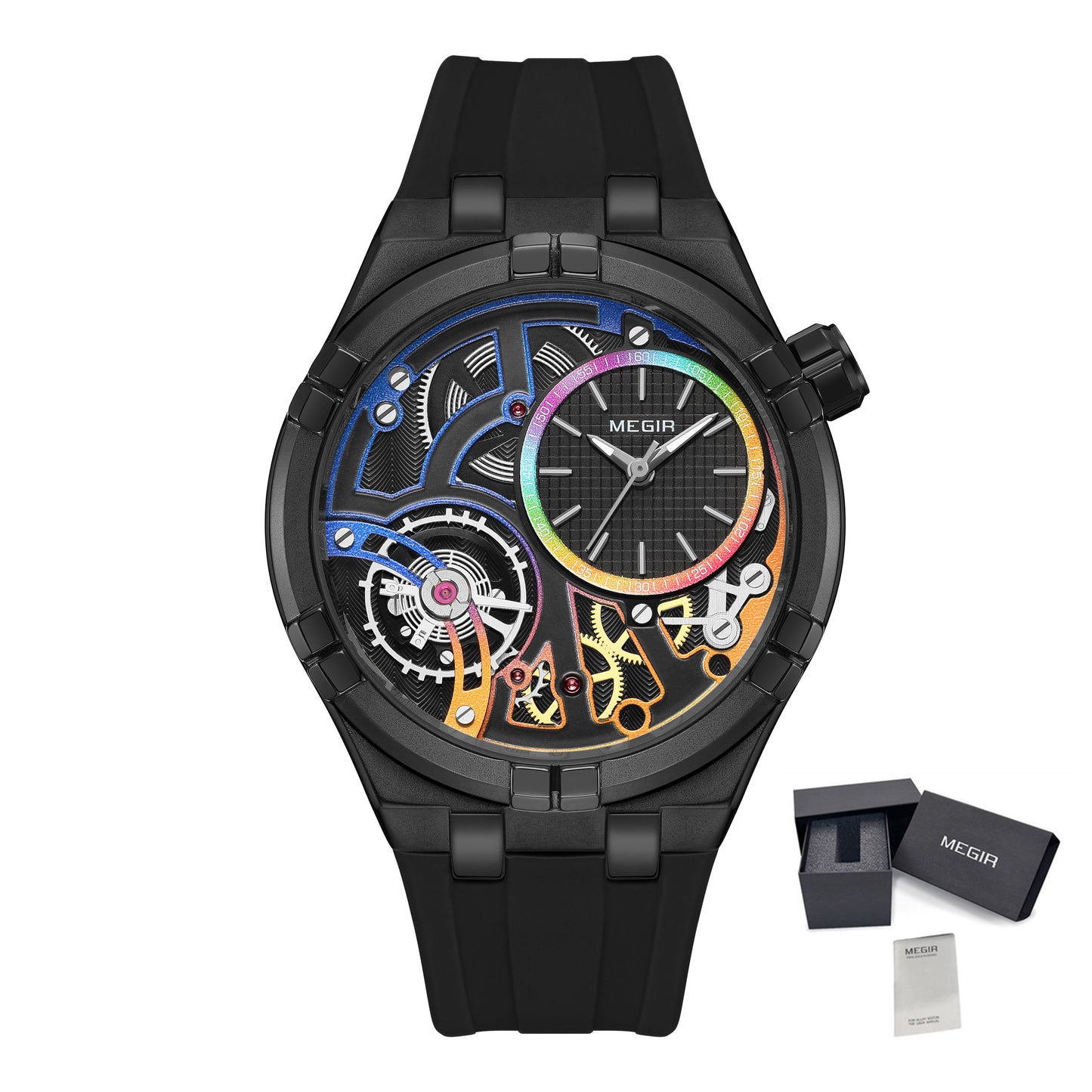 MEGIR Luxury Brand Men Watch Waterproof Quartz Sport Wristwatch Luminous Hands Hollow Casual Silicone Clock Relogio Masculino