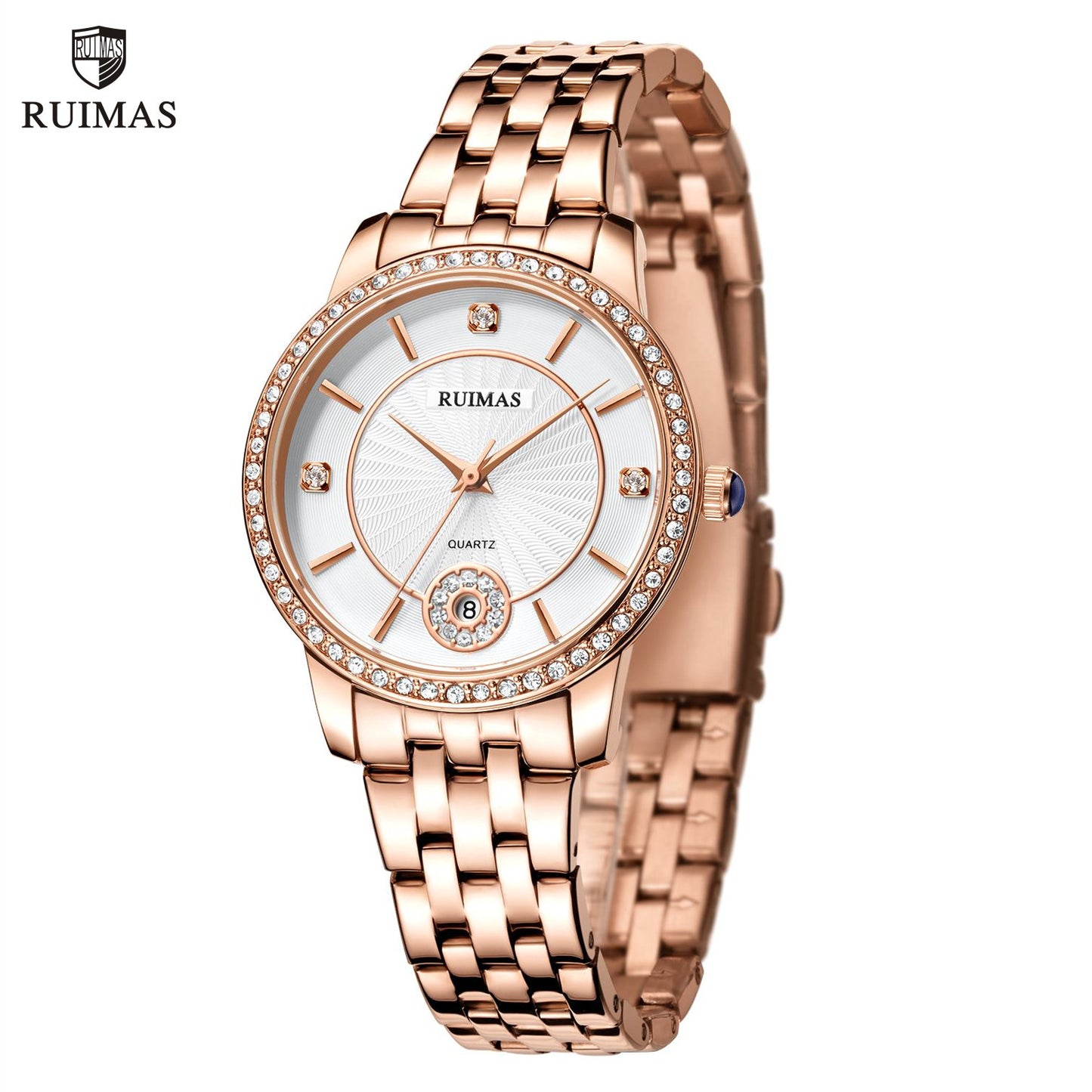 RUIMAS Luxury Women's Wrist Watch Top Brand Fashion Diamond Ladies Quartz Watches Stainless Steel Female Clock Reloj Mujer 556