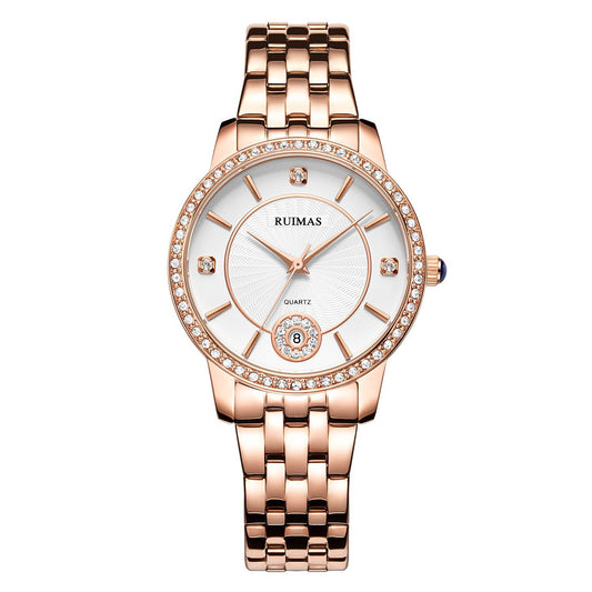 RUIMAS Luxury Women's Wrist Watch Top Brand Fashion Diamond Ladies Quartz Watches Stainless Steel Female Clock Reloj Mujer 556