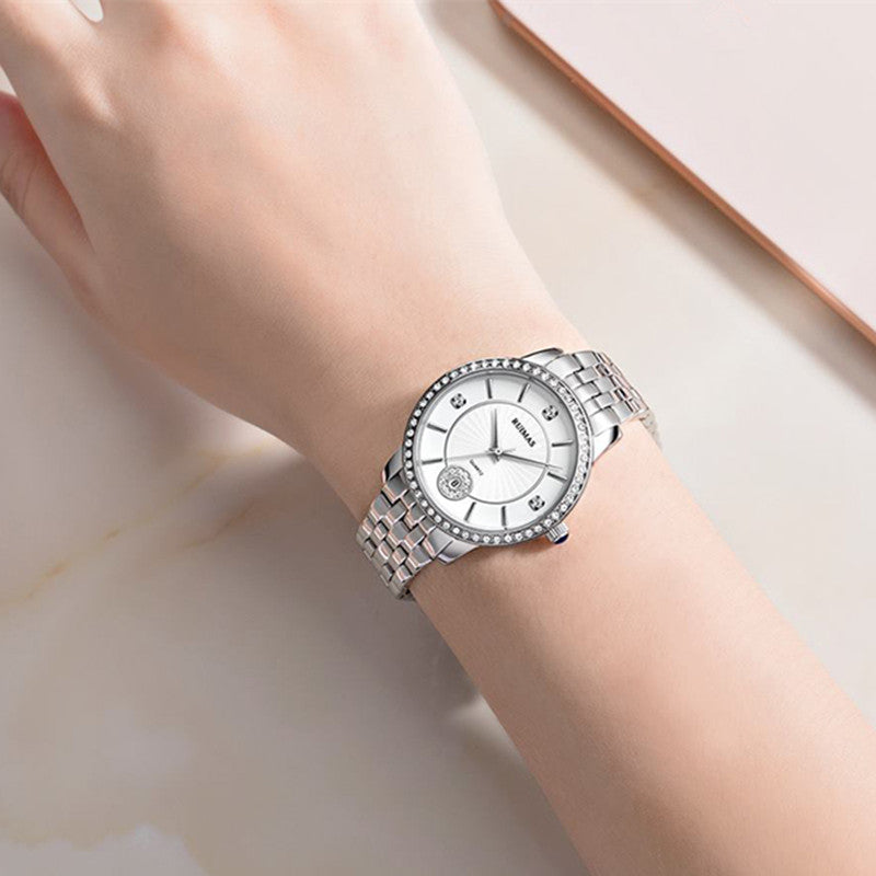 RUIMAS Luxury Women's Wrist Watch Top Brand Fashion Diamond Ladies Quartz Watches Stainless Steel Female Clock Reloj Mujer 556