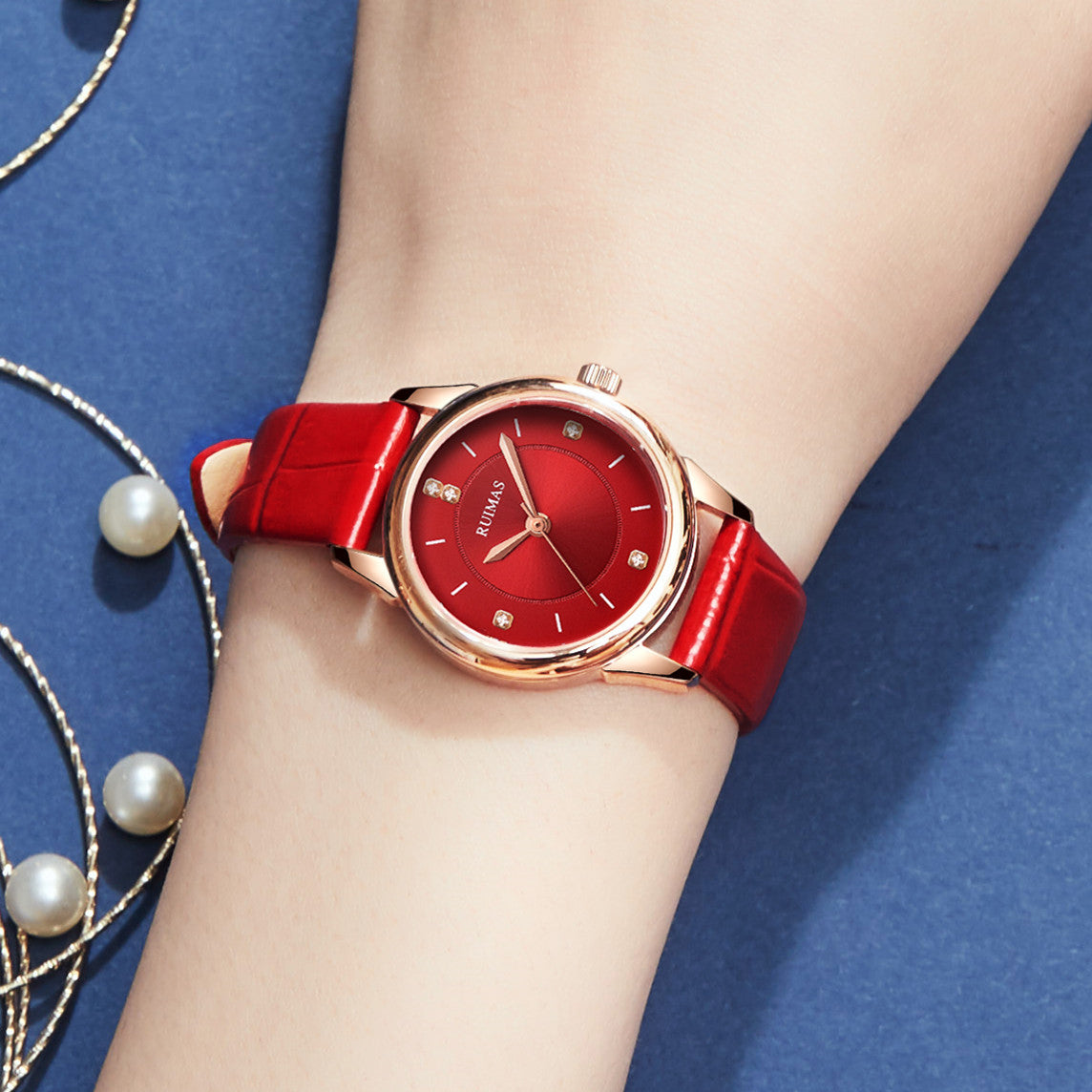 RUIMAS Women Watches Luxury Fashion Female Quartz Watch Steel Mesh Ladies Wristwatch Elegant Dress Clock Relogio Feminino 6779