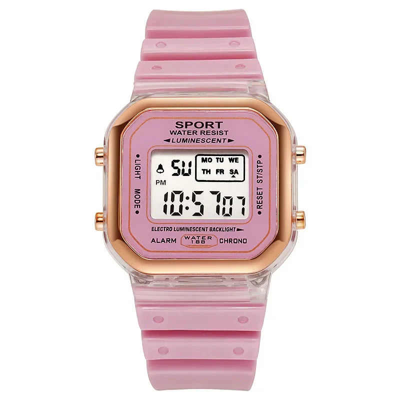 Fashion Brand Student Transparent Electronic Watch Candy Multicolor LED Ladies Sports Waterproof Wirstwatch Clock Gift relógio
