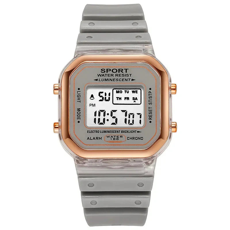 Fashion Brand Student Transparent Electronic Watch Candy Multicolor LED Ladies Sports Waterproof Wirstwatch Clock Gift relógio