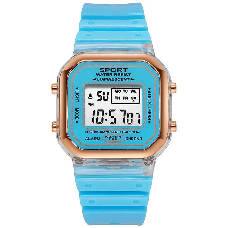 Fashion Brand Student Transparent Electronic Watch Candy Multicolor LED Ladies Sports Waterproof Wirstwatch Clock Gift relógio